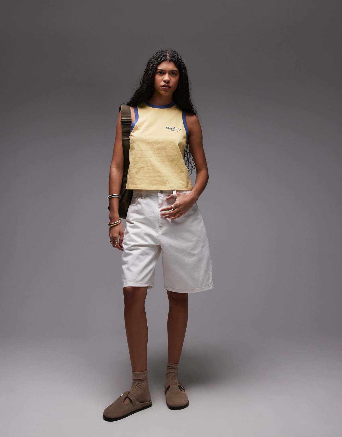 Carhartt WIP Brandon loose fit denim shorts in white
