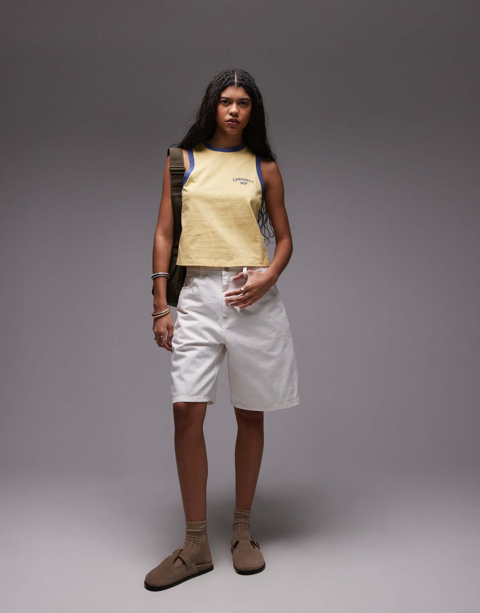 Джинсовые шорты свободного кроя Carhartt WIP Brandon белого цвета
