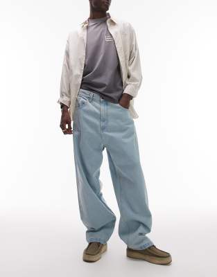 Carhartt WIP Carhartt WIP brandon loose fit jeans in heavy stone blue wash