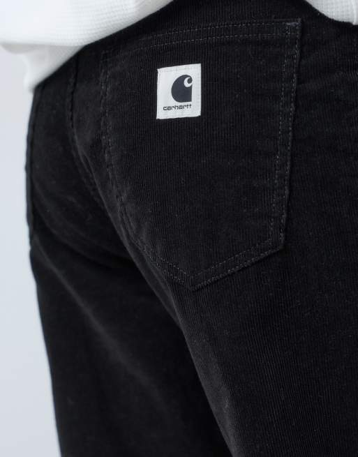 Carhartt WIP Brandon loose fit thin corduroy pants in black, 4 of 5
