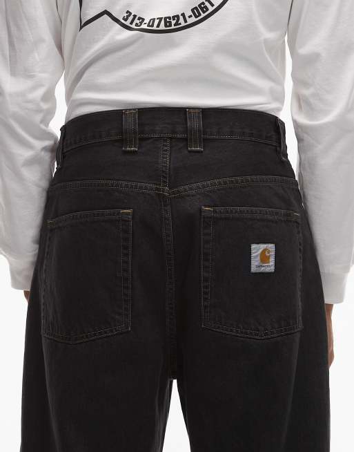 Carhartt WIP brandon loose straight fit jean in black wash, 5 of 5