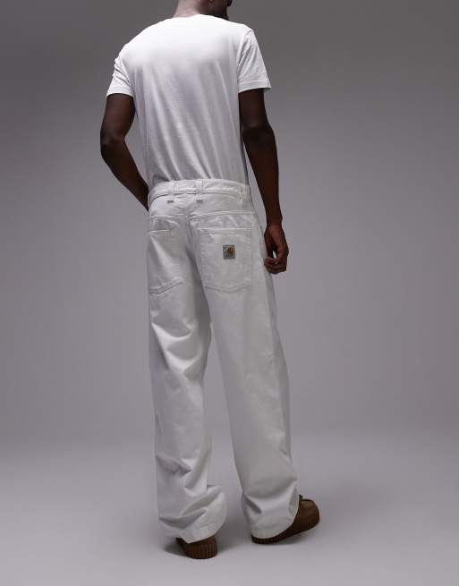 Carhartt WIP brandon loose tapered jeans in white | ASOS