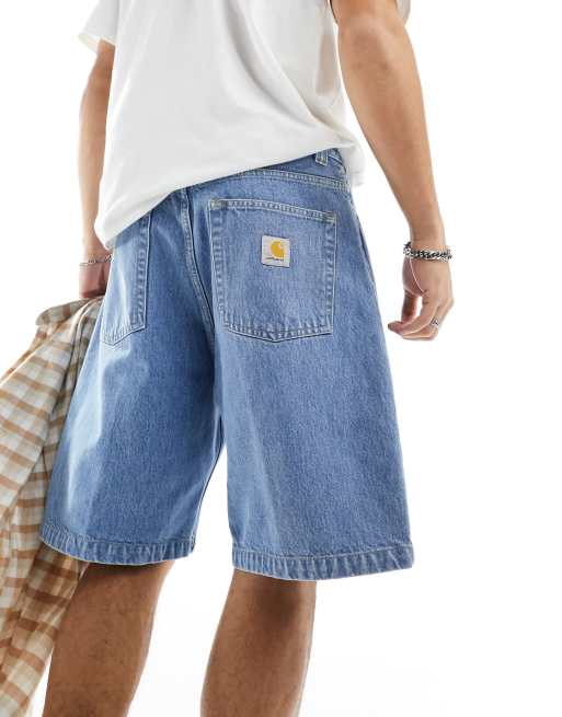 Carhartt WIP - Brandon - Losse denim short in blauw met lichte wassing, 2 van 5