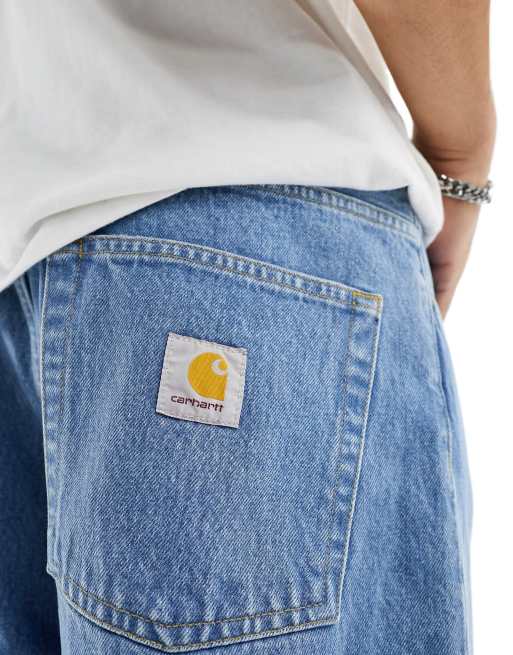 Carhartt WIP - Brandon - Losse denim short in blauw met lichte wassing, 3 van 5