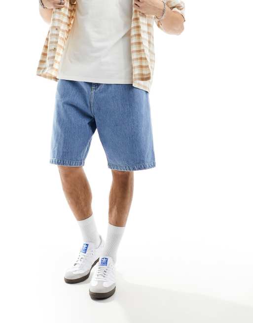 Carhartt WIP - Brandon - Losse denim short in blauw met lichte wassing, 4 van 5
