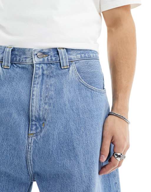Carhartt WIP - Brandon - Losse denim short in blauw met lichte wassing, 5 van 5