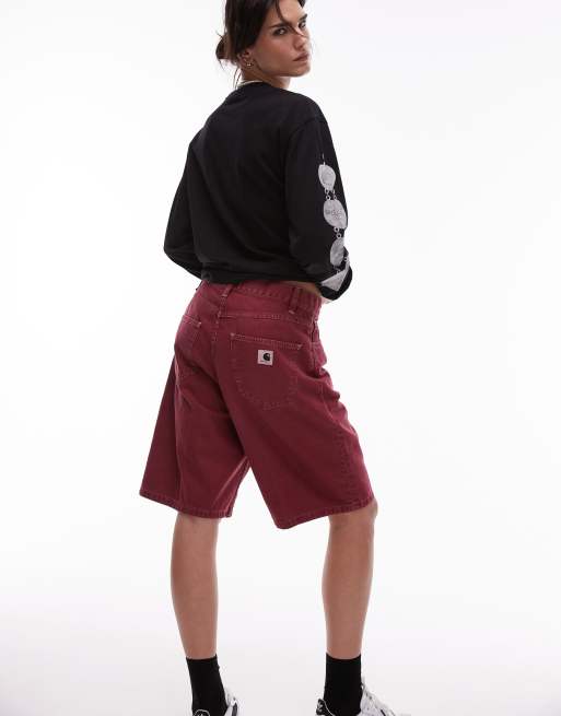 Carhartt WIP - Brandon - Losvallende denim shorts in rood, 2 van 5