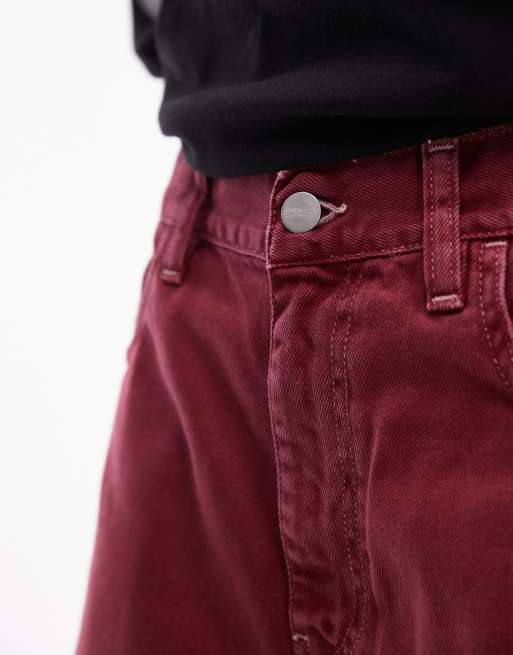 Carhartt WIP - Brandon - Losvallende denim shorts in rood, 3 van 5