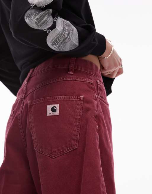 Carhartt WIP - Brandon - Losvallende denim shorts in rood, 5 van 5