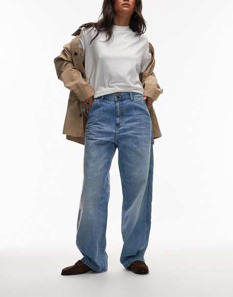 Carhartt WIP – Brandon – Niebieskie luźne jeansy bez wstawek na kolanach z efektem sprania - view 1