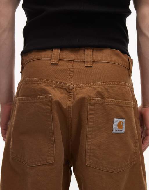 Carhartt WIP - Brandon - Pantaloni dritti ampi marroni con abrasioni, 4 di 5