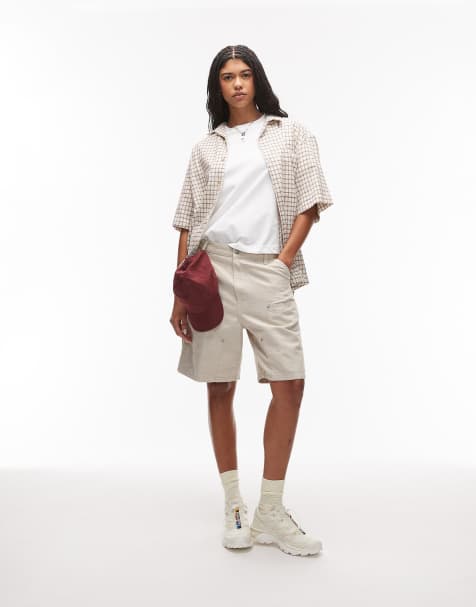 Carhartt WIP – Branford – Beige linneshorts med förstärkta knän - view 1