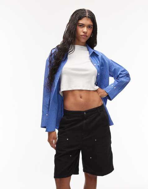 Carhartt WIP – Branford – Czarne szorty z mieszanki lnu ze wzmocnionymi kolanami - view 1