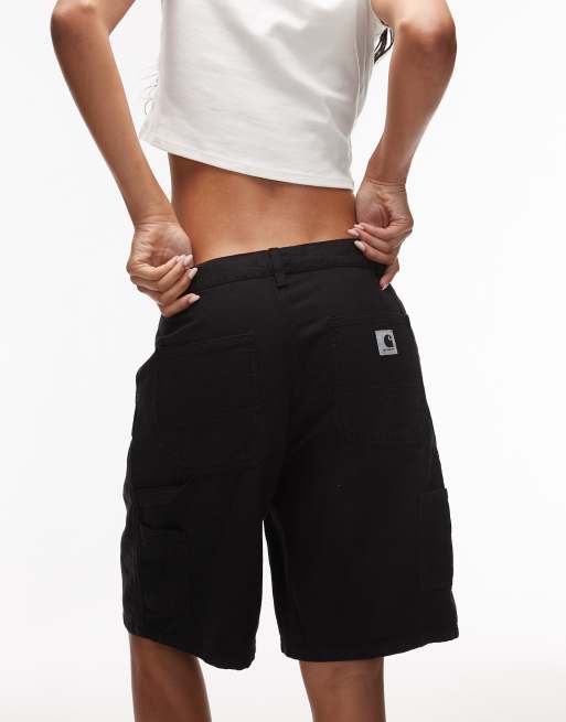 Carhartt WIP Branford double knee linen shorts in black, 2 of 5