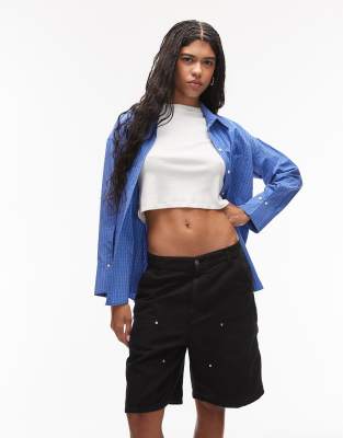 Carhartt WIP - Branford - Leinen-Shorts in Schwarz mit doppelter Stofflage im Kniebereich