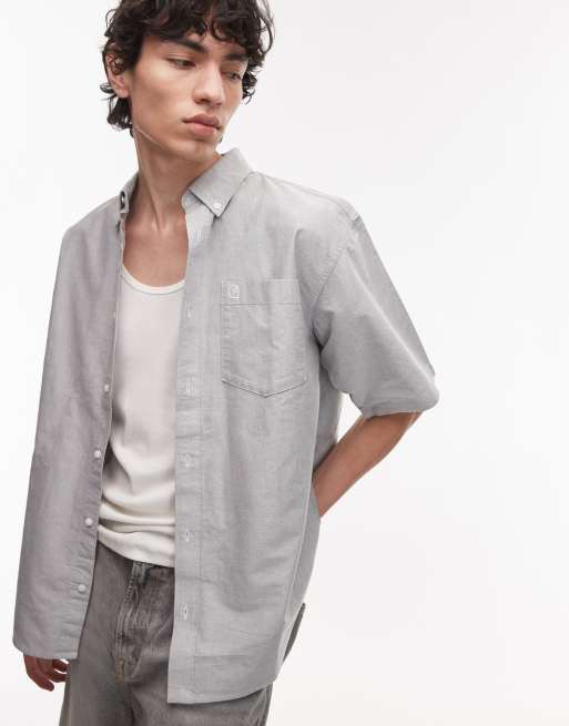 Carhartt WIP braxton short sleeve shirt in dark gray