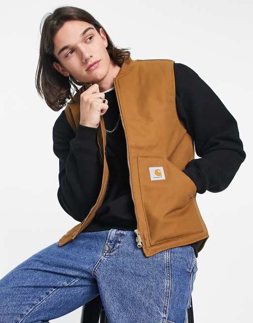 Carhartt WIP – Brązowa kamizelka z podszewką