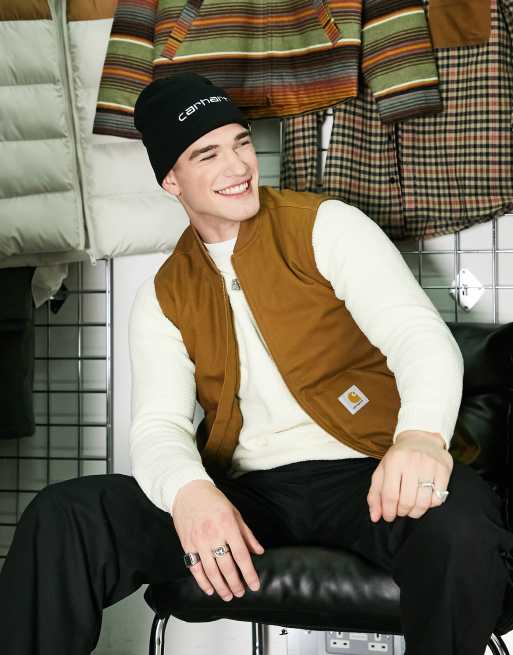 Carhartt WIP – Brązowa kamizelka z podszewką