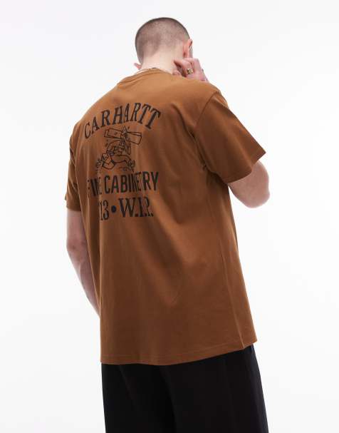 Carhartt WIP – Brązowy T-shirt z grafiką i napisem „Cabinetry” - view 1
