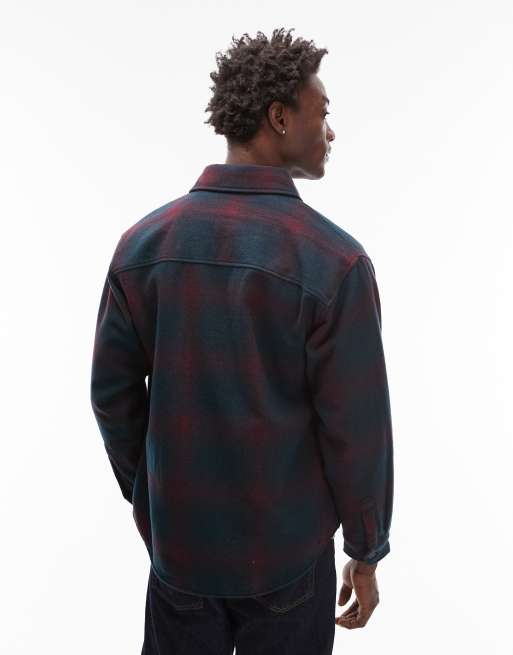 Carhartt WIP brennan shirt jacket in green and burgundy check, 3 of 5
