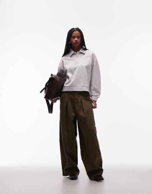 Carhartt WIP - Brenta - Gråmeleret sweatshirt med polokrave, 4 af 4
