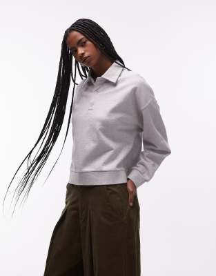 Carhartt WIP - Brenta - Polo-Sweatshirt in Grau meliert