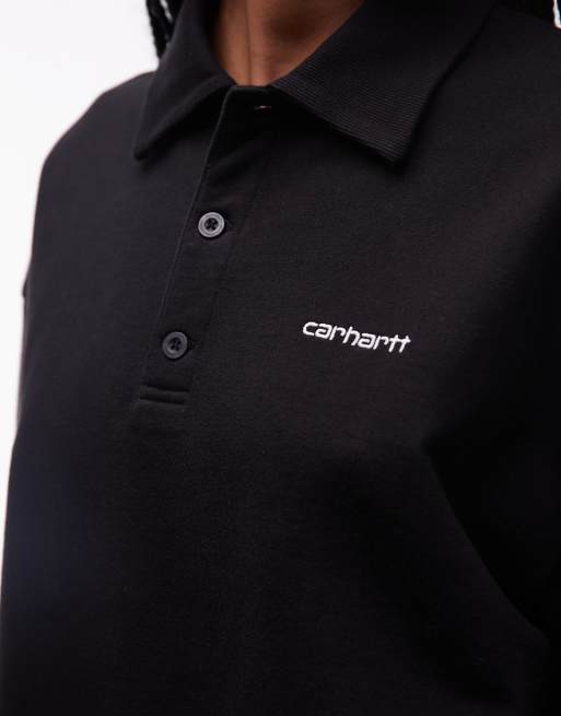 Carhartt WIP brenta polo sweatshirt in washed black, 2 of 4