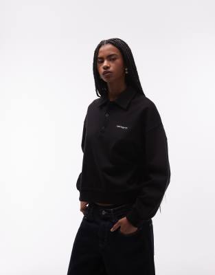 Carhartt WIP - Brenta - Sweat avec col polo - Noir délavé