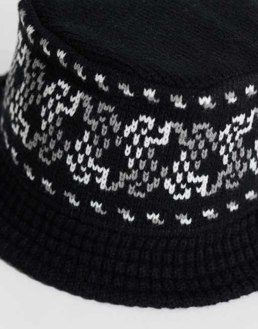 Carhartt WIP Bricky Man gestrickter Anglerhut in Schwarz, 3 von 3