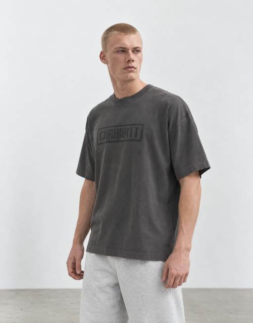 Carhartt WIP Bricky Man t-shirt gris avec logo devant et imprimé au dos, 7 de 10