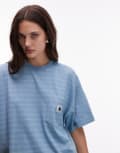 [Carhartt WIP] Carhartt WIP Brodina short sleeve pocket t-shirt in blue stripe S BLUE