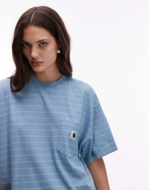 Carhartt WIP brodina short sleeve pocket t-shirt in blue stripes
