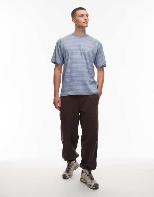 Carhartt WIP Brodine relaxed t-shirt in blue stripe, 2 of 5