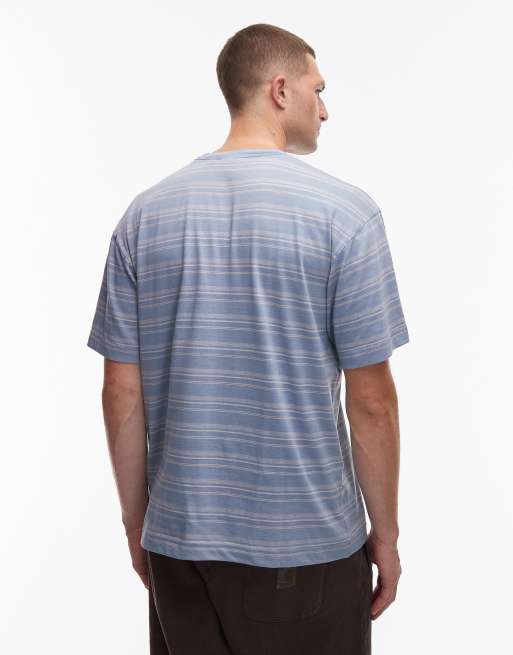 Carhartt WIP – Brodline – Niebieski luźny T-shirt w paski, 3 z 5
