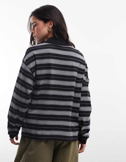 Carhartt WIP Bronson long sleeve polo in black stripe, 4 of 4