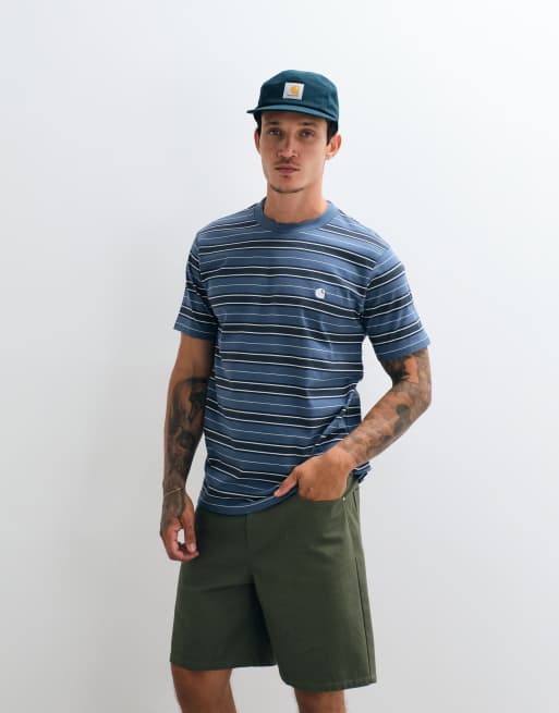 Carhartt WIP Bronson t-shirt in light blue stripe, 5 of 5