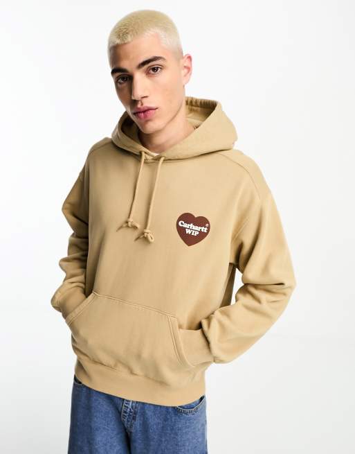 Carhartt WIP - Brun hættetrøje med hjerteprint på ryggen, 2 af 4