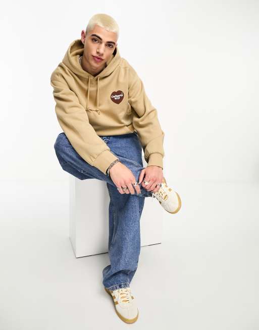 Carhartt WIP - Brun hættetrøje med hjerteprint på ryggen, 4 af 4
