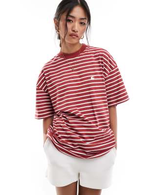 Carhartt WIP - Bryna - Ringer-T-Shirt in Rot gestreift