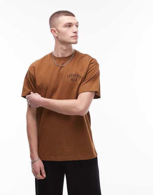 Carhartt WIP cabinetry back print t-shirt in brown, 4 of 4