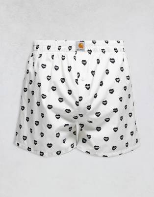 Carhartt WIP - Caleçon à imprimé caur - Blanc