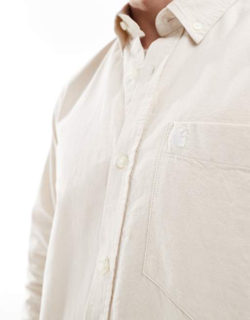 Carhartt WIP - Camicia Oxford crema con logo, 4 di 4