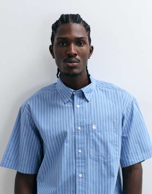 Carhartt WIP - camisa de manga corta a rayas azul Keene, 3 de 5
