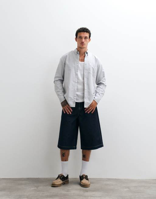 Carhartt WIP - Camisa Oxford gris de manga larga con logo, 4 de 5