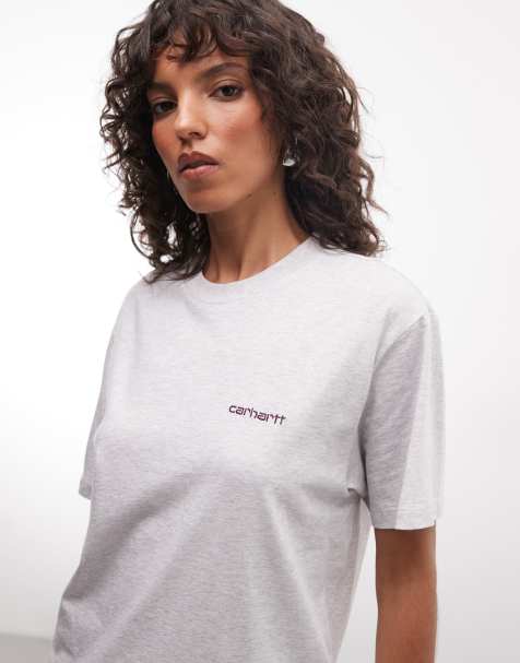 Carhartt WIP - camiseta con bordado del logotipo Script en gris jaspeado - view 1
