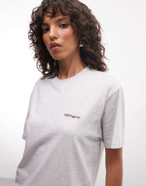 Carhartt WIP - camiseta con bordado del logotipo Script en gris jaspeado