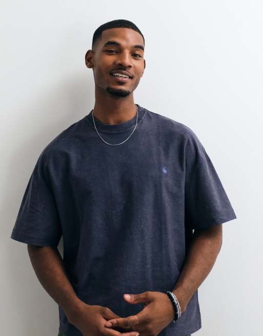 Carhartt WIP - camiseta premium lavada Lambert en azul marino, 5 de 5