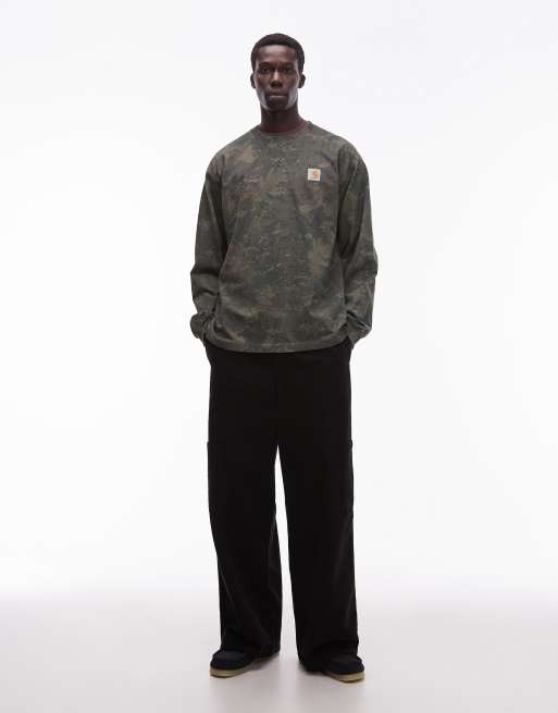 Carhartt WIP camo combi loose fit long sleeve t-shirt in green, 2 of 5
