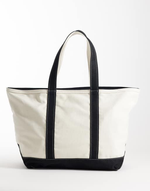 Carhartt WIP canvas beach tote bag in natural & black, 4 of 4