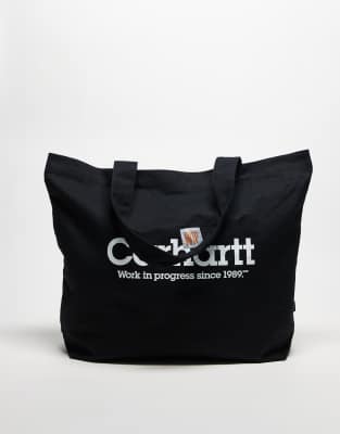 Carhartt WIP - Canvas-Tragetasche in Schwarz mit Print